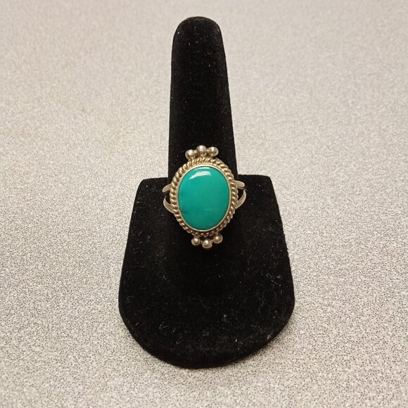 Sterling Silver Turquoise Ring Sz. 7 Handcrafted By Native American Artisan - Picture 1 of 6